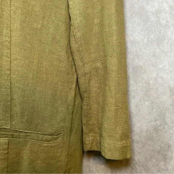 Anthropologie Green Blazer 6 Linen‎ Blend Asymmetrical Back Avant Grade - Picture 4 of 10